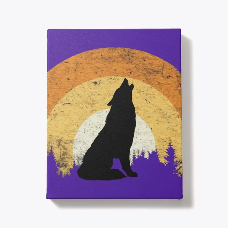 Retro wolf howling